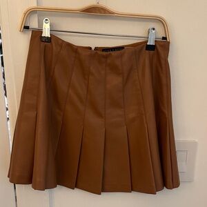 Alice + Olivia Tan Leather Mini Skirt